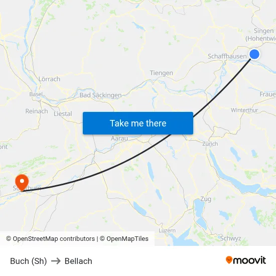 Buch (Sh) to Bellach map