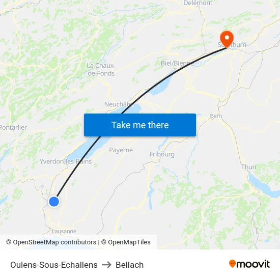 Oulens-Sous-Echallens to Bellach map