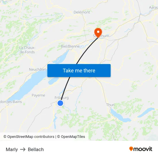 Marly to Bellach map