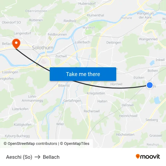Aeschi (So) to Bellach map