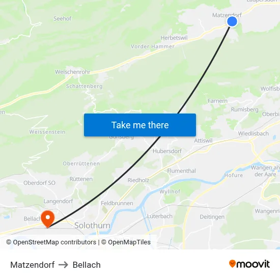 Matzendorf to Bellach map