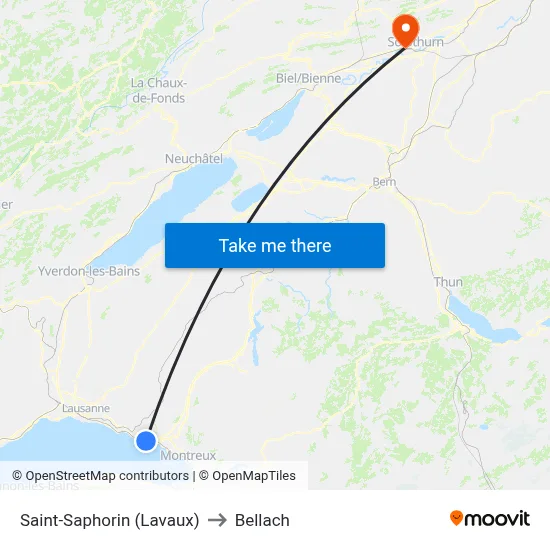 Saint-Saphorin (Lavaux) to Bellach map