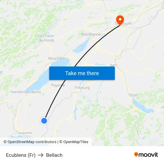 Ecublens (Fr) to Bellach map