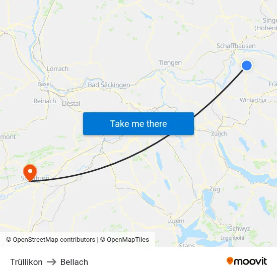Trüllikon to Bellach map