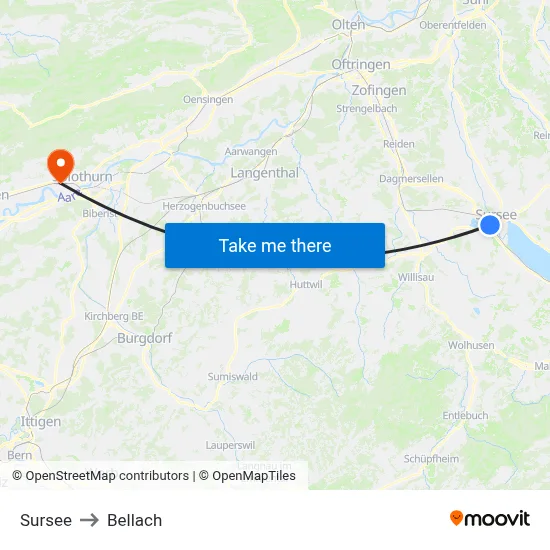Sursee to Bellach map