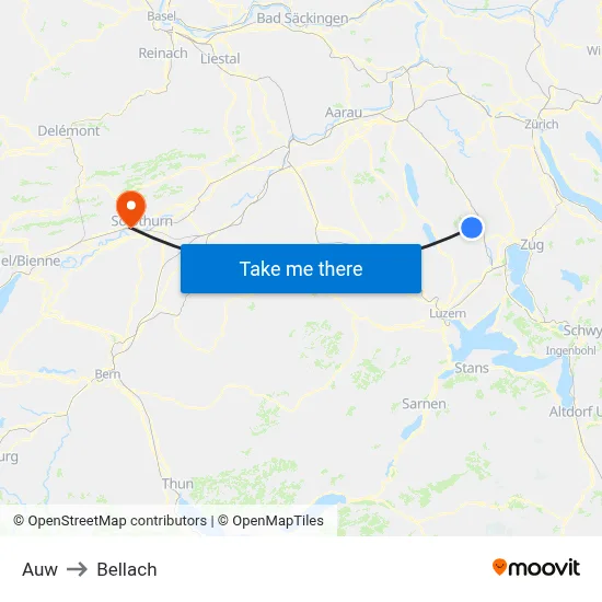 Auw to Bellach map