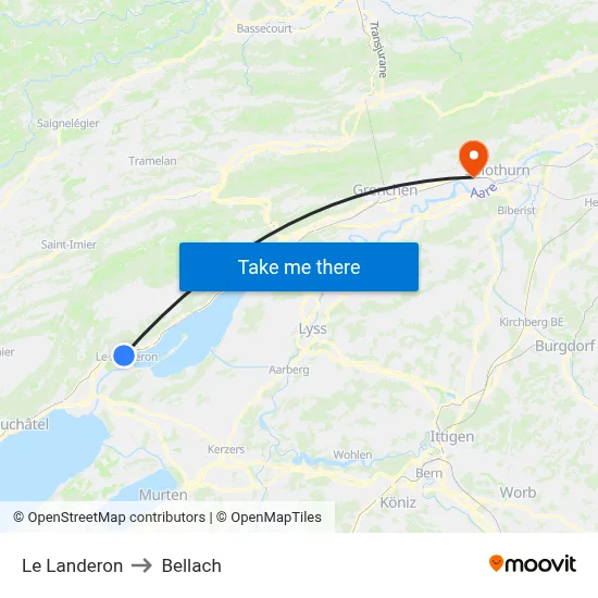 Le Landeron to Bellach map