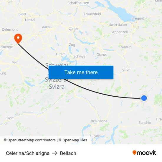 Celerina/Schlarigna to Bellach map