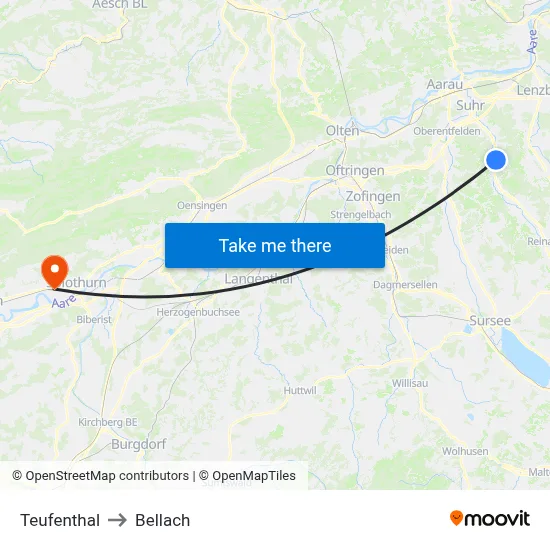Teufenthal to Bellach map