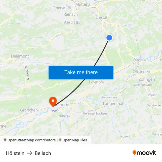 Hölstein to Bellach map