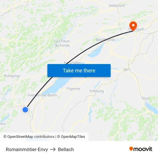Romainmôtier-Envy to Bellach map
