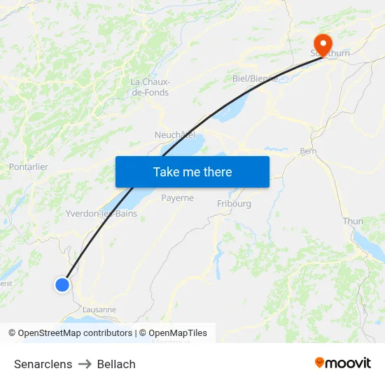 Senarclens to Bellach map