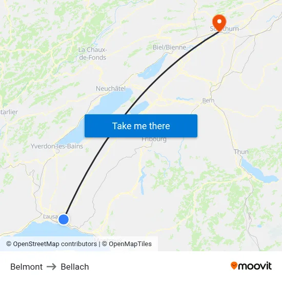Belmont to Bellach map