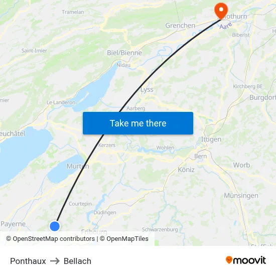 Ponthaux to Bellach map
