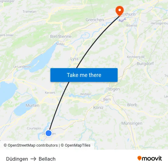 Düdingen to Bellach map