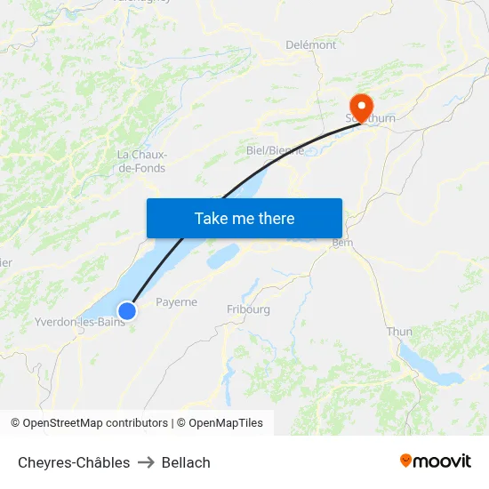 Cheyres-Châbles to Bellach map