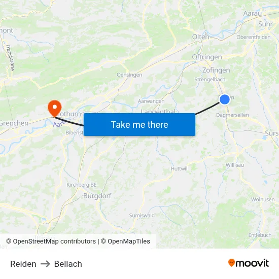 Reiden to Bellach map