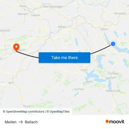 Meilen to Bellach map