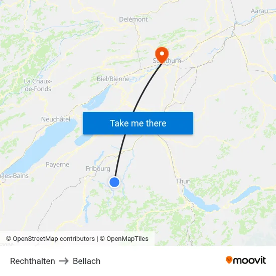 Rechthalten to Bellach map