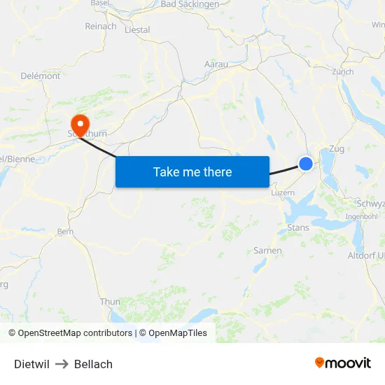 Dietwil to Bellach map