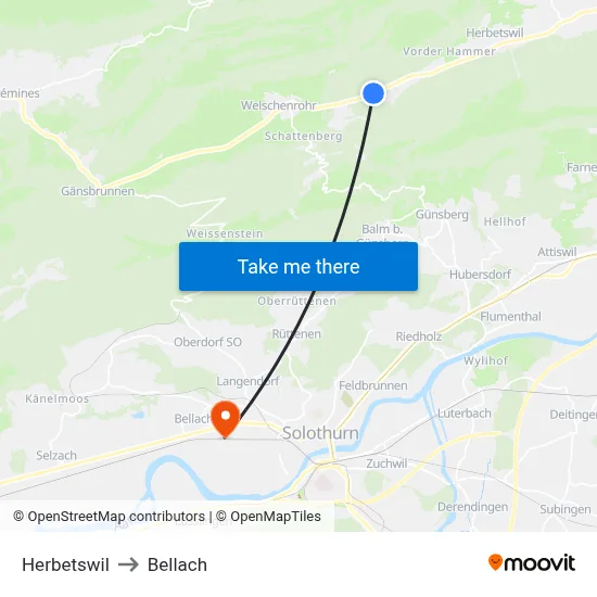 Herbetswil to Bellach map