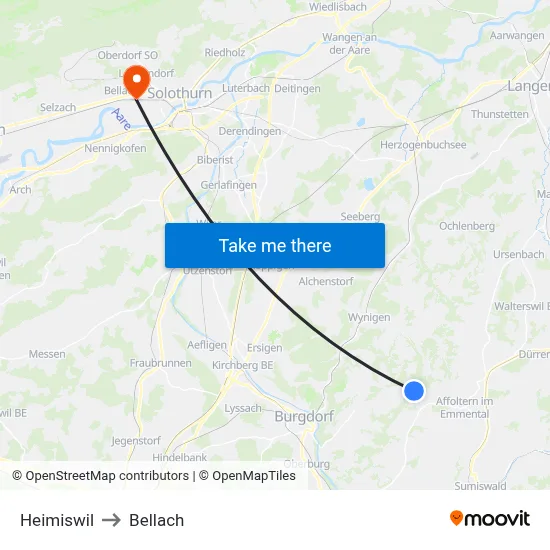 Heimiswil to Bellach map