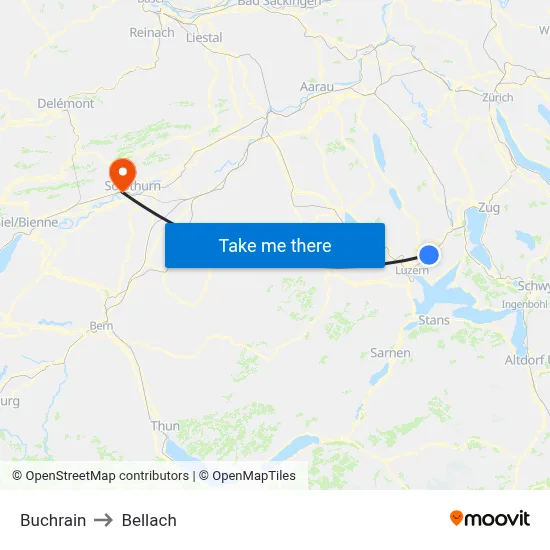 Buchrain to Bellach map