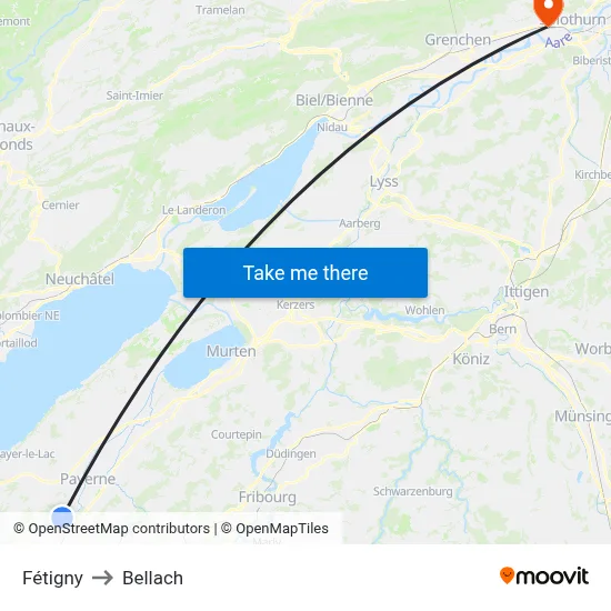 Fétigny to Bellach map
