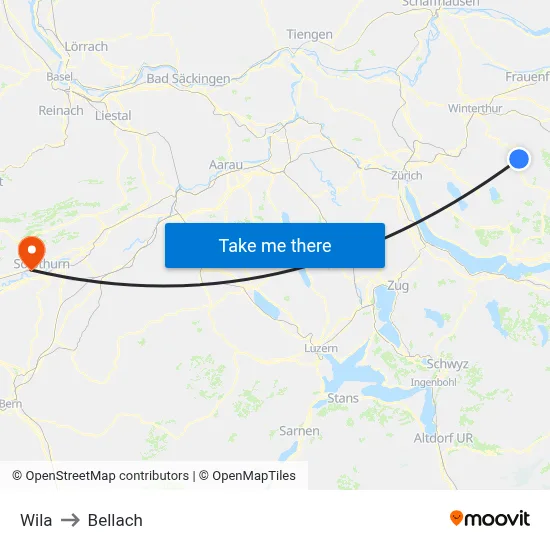 Wila to Bellach map