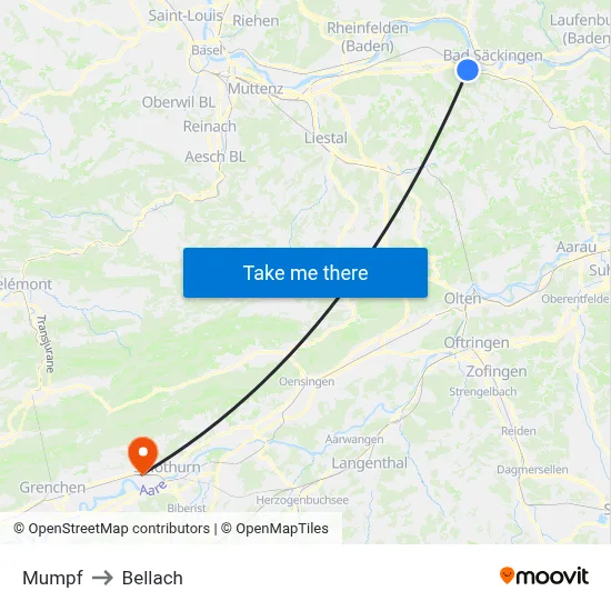Mumpf to Bellach map