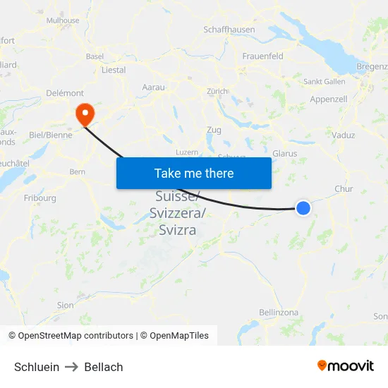Schluein to Bellach map