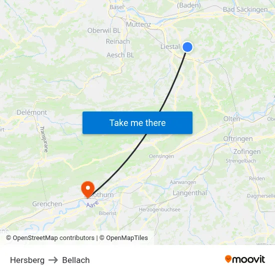 Hersberg to Bellach map