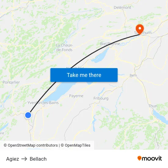 Agiez to Bellach map