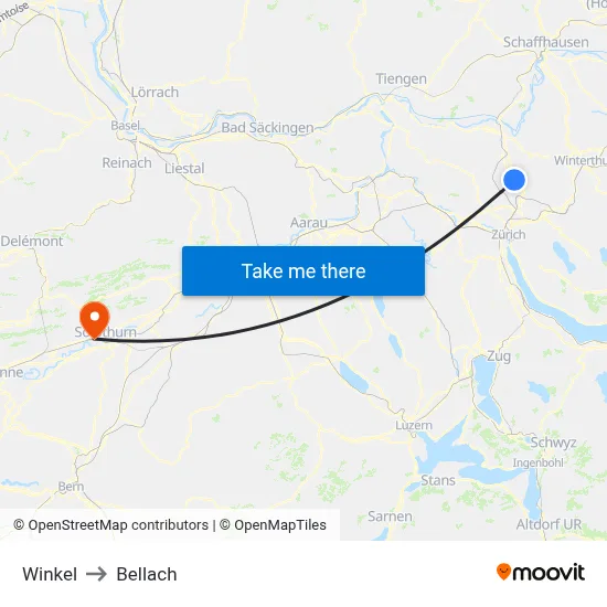 Winkel to Bellach map