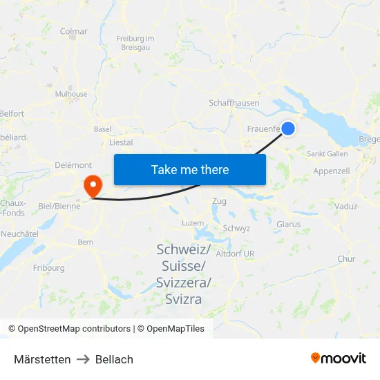 Märstetten to Bellach map