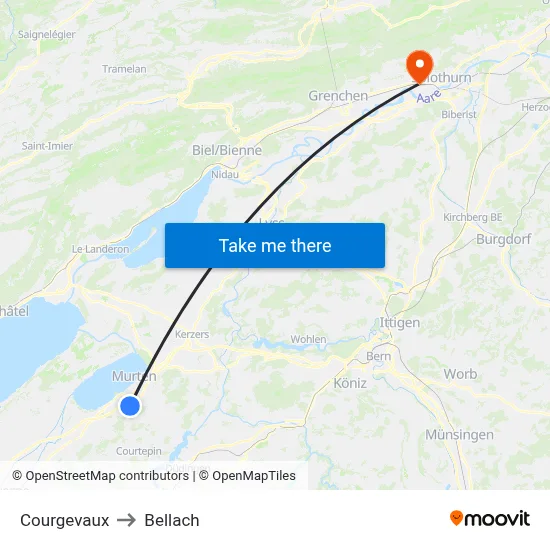 Courgevaux to Bellach map
