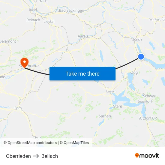 Oberrieden to Bellach map