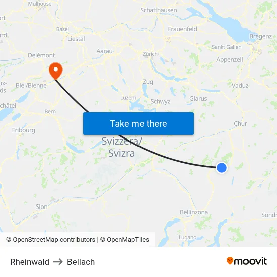 Rheinwald to Bellach map