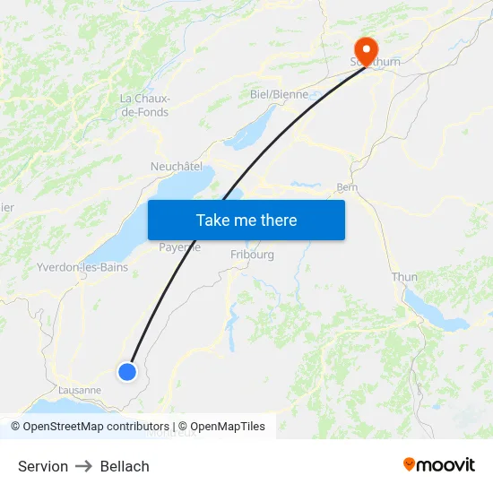 Servion to Bellach map
