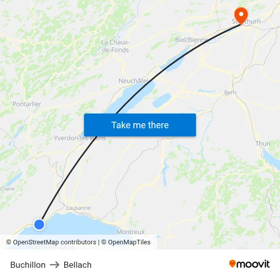 Buchillon to Bellach map