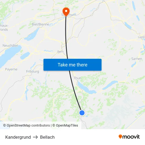 Kandergrund to Bellach map