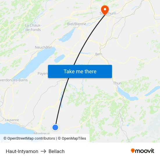 Haut-Intyamon to Bellach map