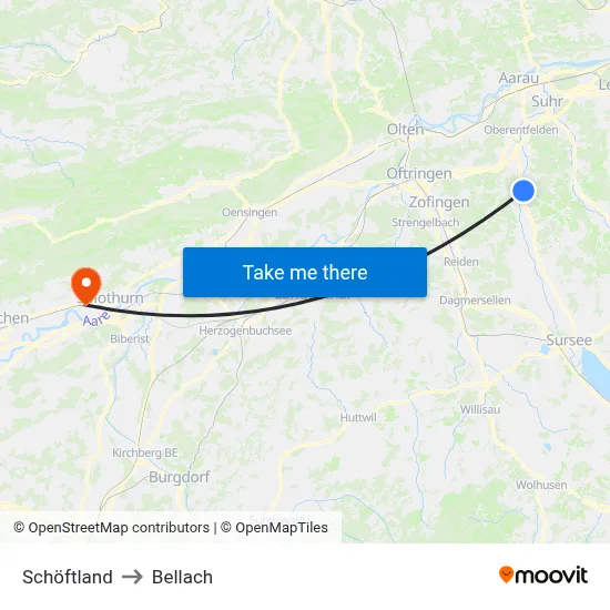 Schöftland to Bellach map