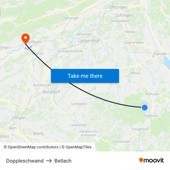 Doppleschwand to Bellach map