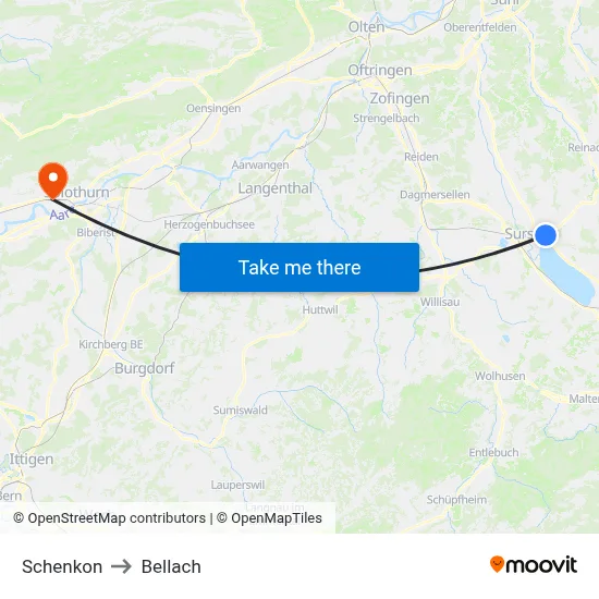 Schenkon to Bellach map