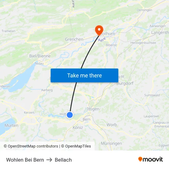 Wohlen Bei Bern to Bellach map