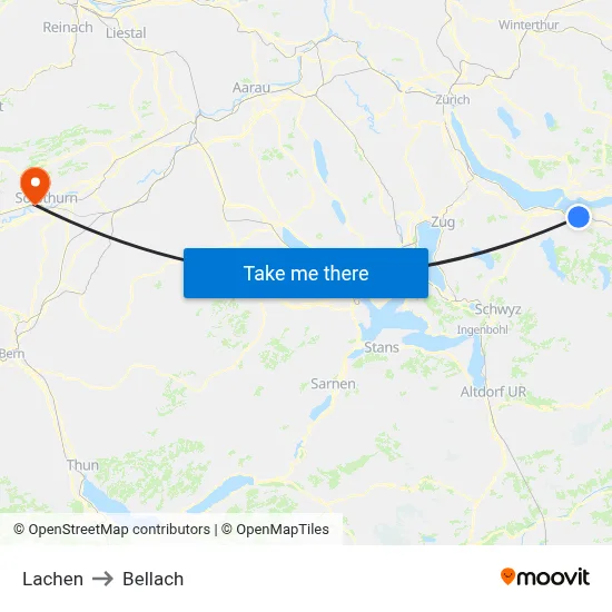 Lachen to Bellach map