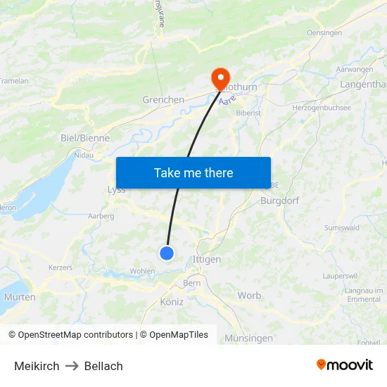 Meikirch to Bellach map