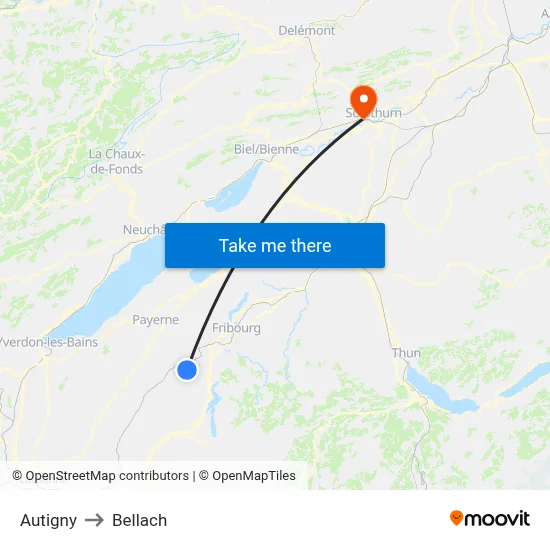 Autigny to Bellach map