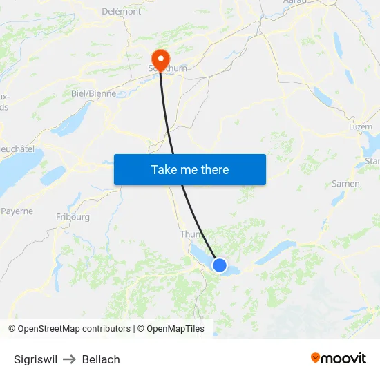 Sigriswil to Bellach map